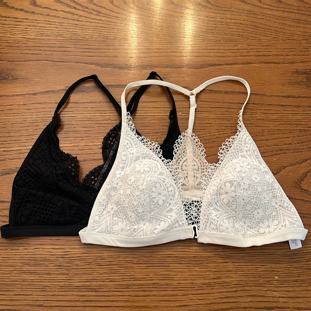 Victoria’s Secret lace bralette one black one white bundle